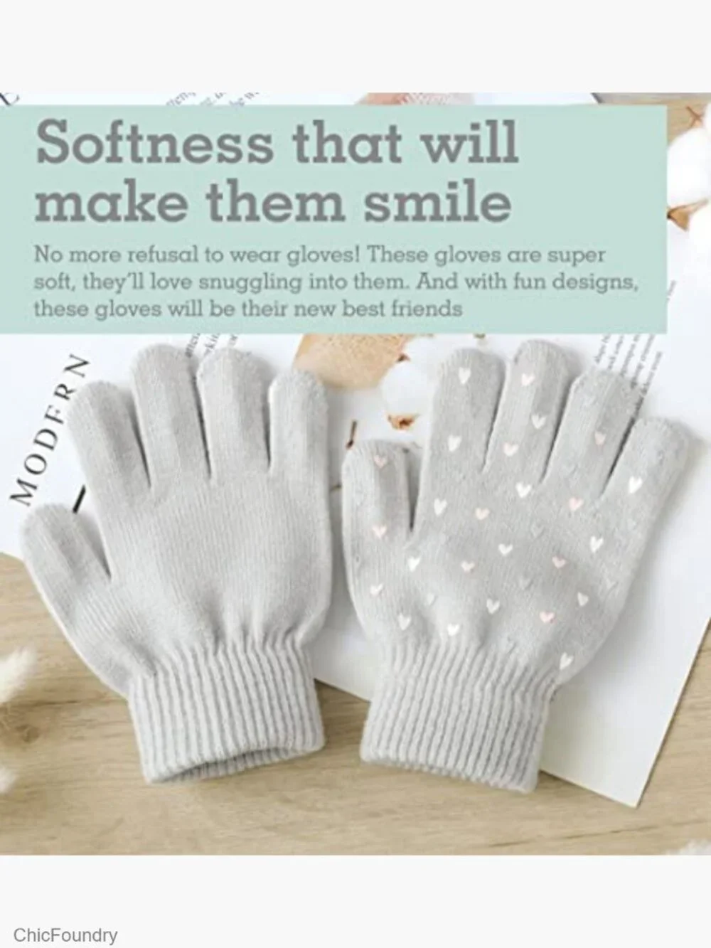 3 Pack Kids Winter Gloves - Soft Warm Stretchy Knit Gloves for Boys & Girls